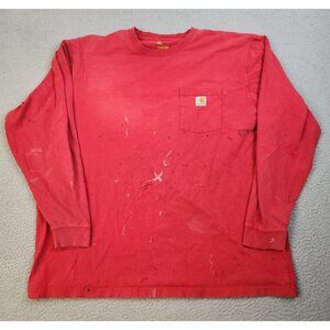 Carhartt Shirt Men 2XL Red Original Fit Long Crew Neck Long Sleeve K126 Thrashed